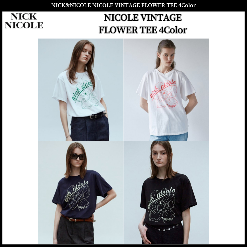 Nick&amp;nicole NICOLE 復古花卉 T 恤 4色