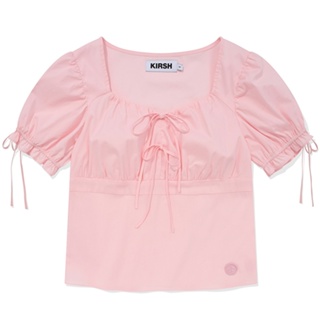 [KIRSH] 絲帶閃光短袖襯衫(淺粉色)