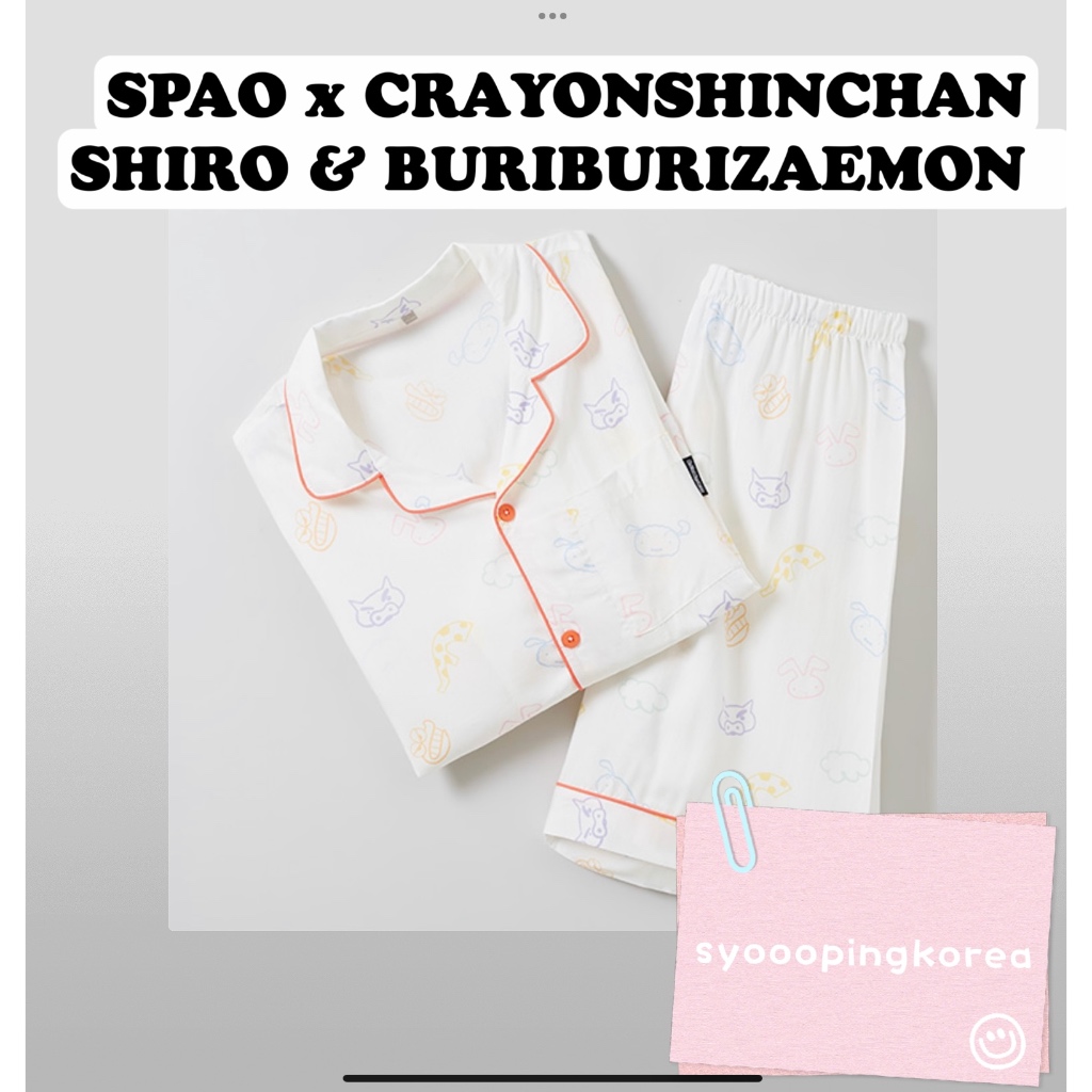 [SPAO X CRAYONSHINCHAN] SHIRO &amp; BURIBURIZAEMON 夏季短袖 SPAO 睡衣/