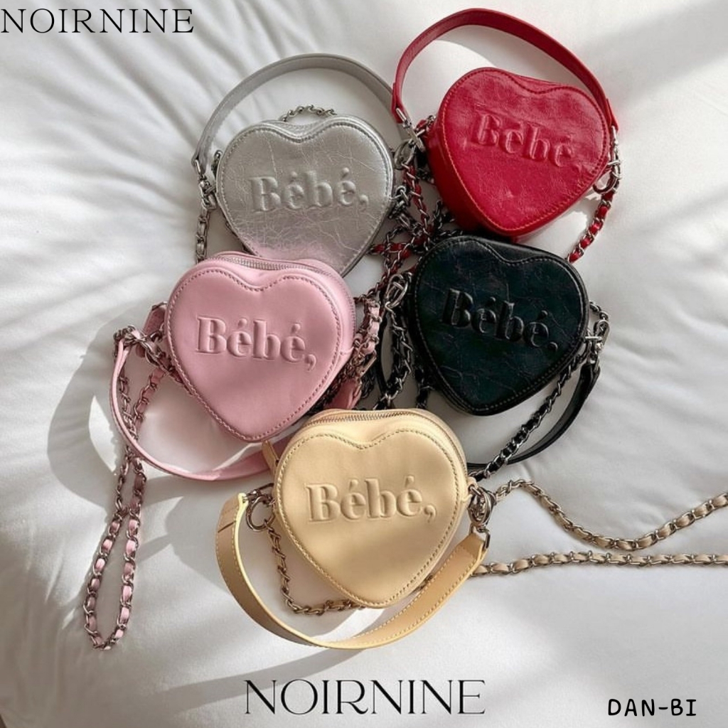 [NOIRNINE] Bebe Heart Chain Mini Bag_5color / Handy shoulder