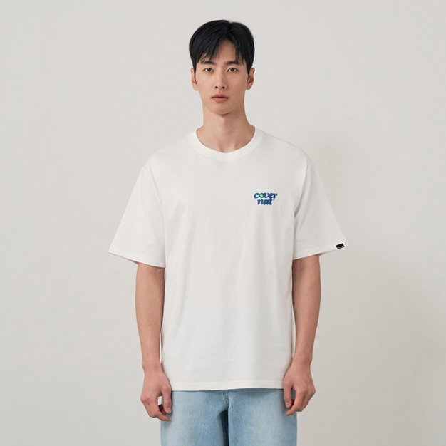 [COVERNAT]  三葉草LOGO刺繡 短袖T恤（白色） [G8]