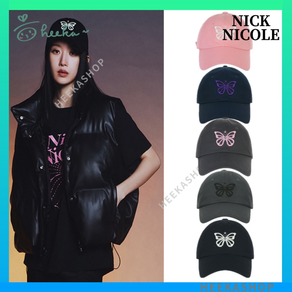 Heekashop Nick&amp;Nicole 復古蝴蝶閃爍球帽 - 5 種顏色 Moongayoung's Pick (N