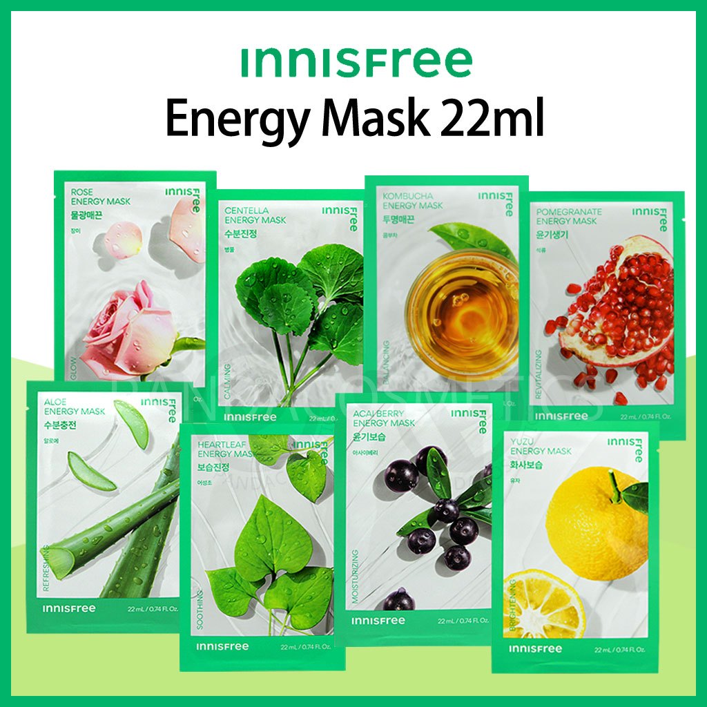 悅詩風吟 [Innisfree] 能量面膜 20ml (Yuja,石榴,綠茶,積雪草,麥盧卡蜂蜜,巴西莓)