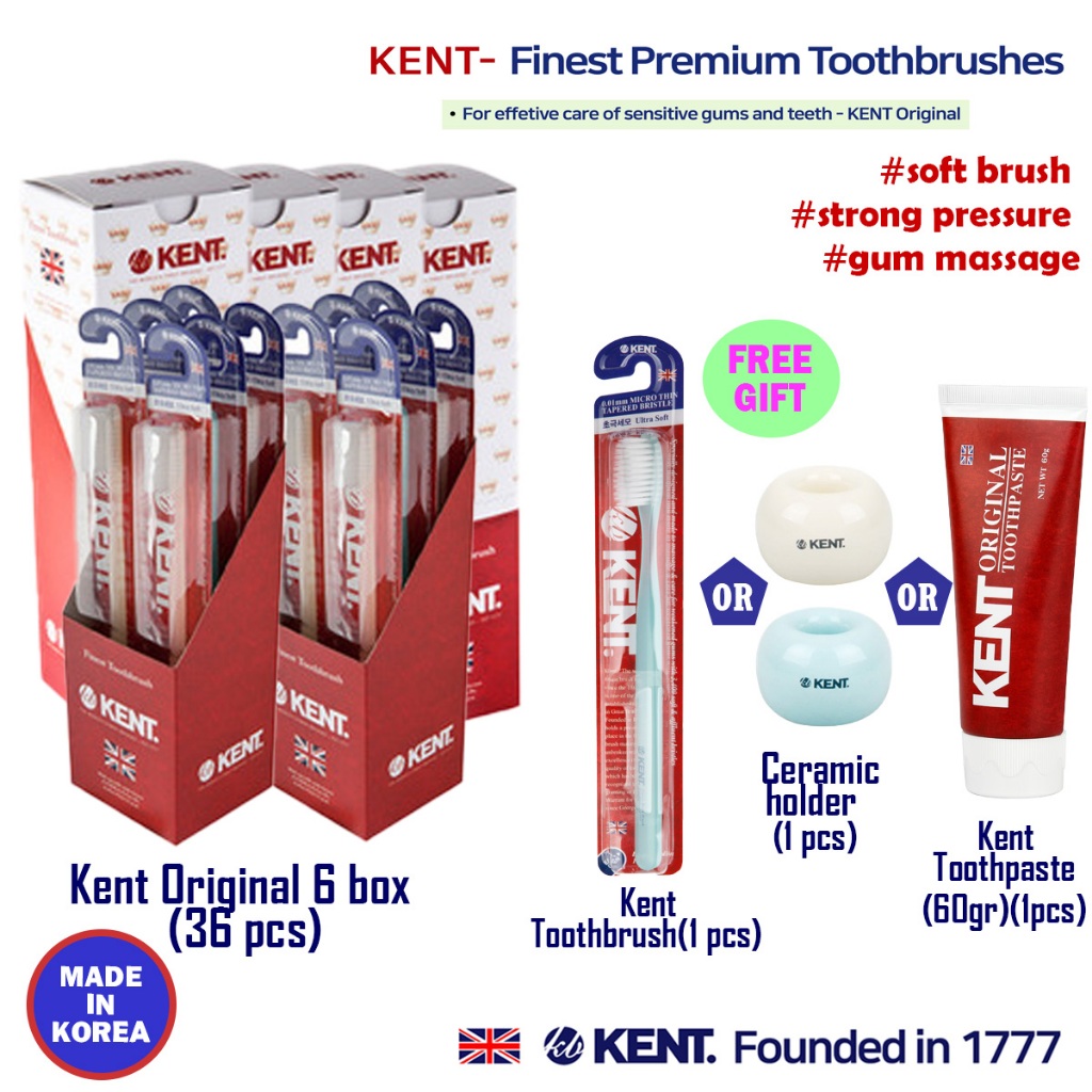 KENT Original toothbrush 36支(免費牙膏/牙刷)環保極細軟毛牙刷 護齦韓國牙刷 孕期孕婦牙刷