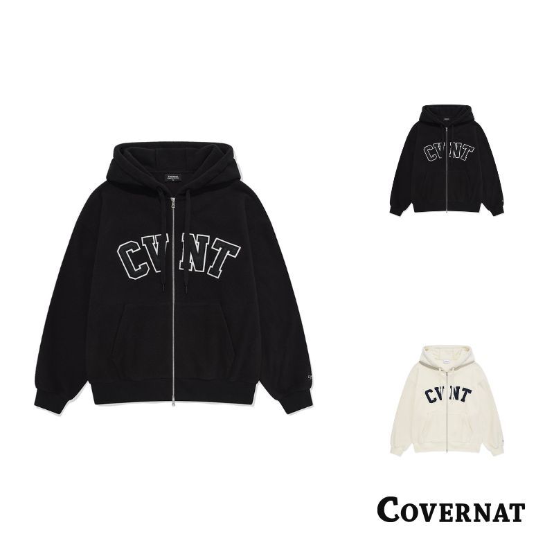 [COVERNAT] 24SS 寬鬆連帽復古美式拉鏈外套男女情侶同款