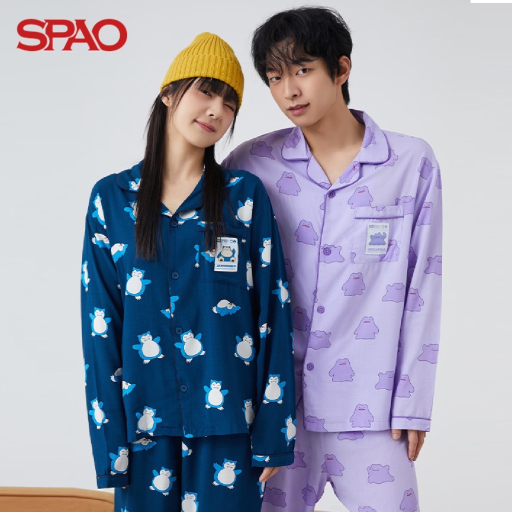 [SPAO] 韓國 男女通用 精靈寶可夢 長袖睡衣套裝_ Snorlax 卡比獸 /Ditto 百變怪