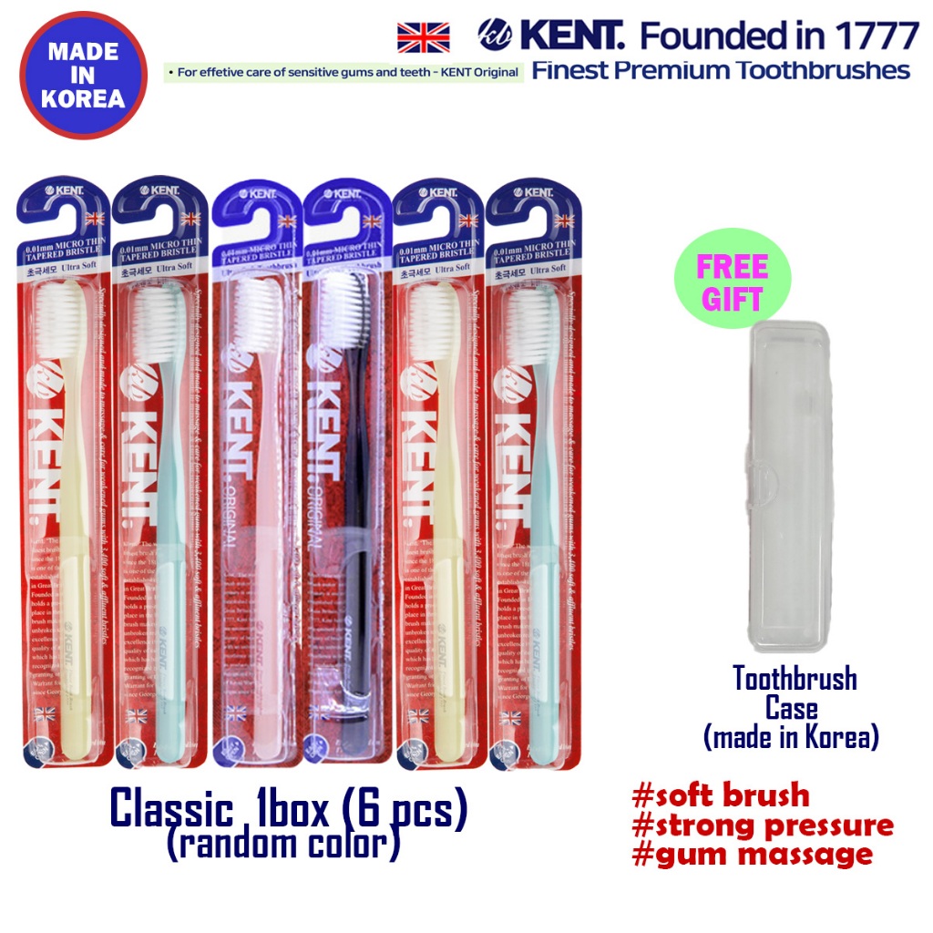 KENT Original Toothpaste 6 支 免費牙刷盒環保超細韓國牙刷超柔軟牙刷非常適合孕婦 牙齦按摩牙刷