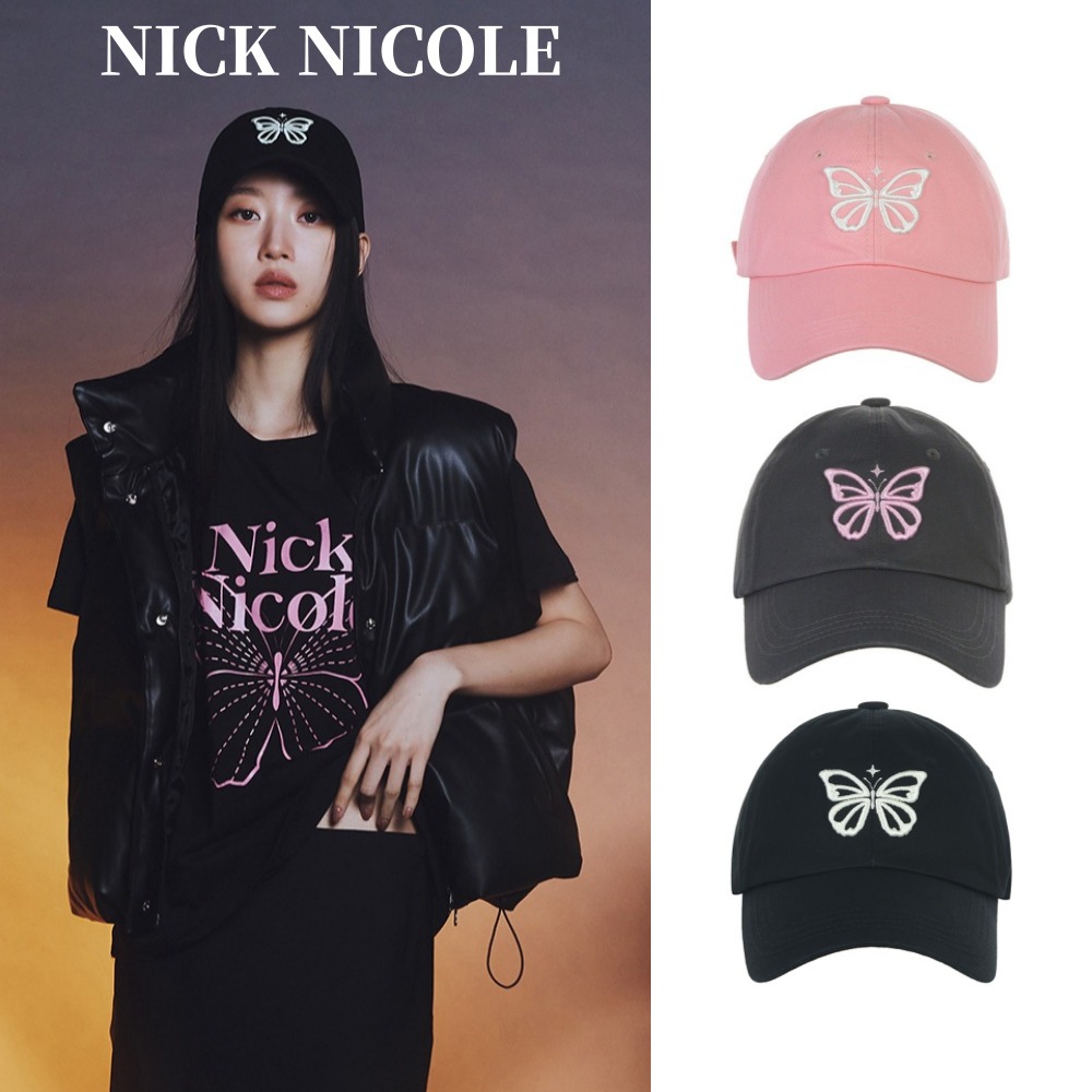 [Nick&amp;Nicole] 復古蝴蝶閃爍球帽 3 色