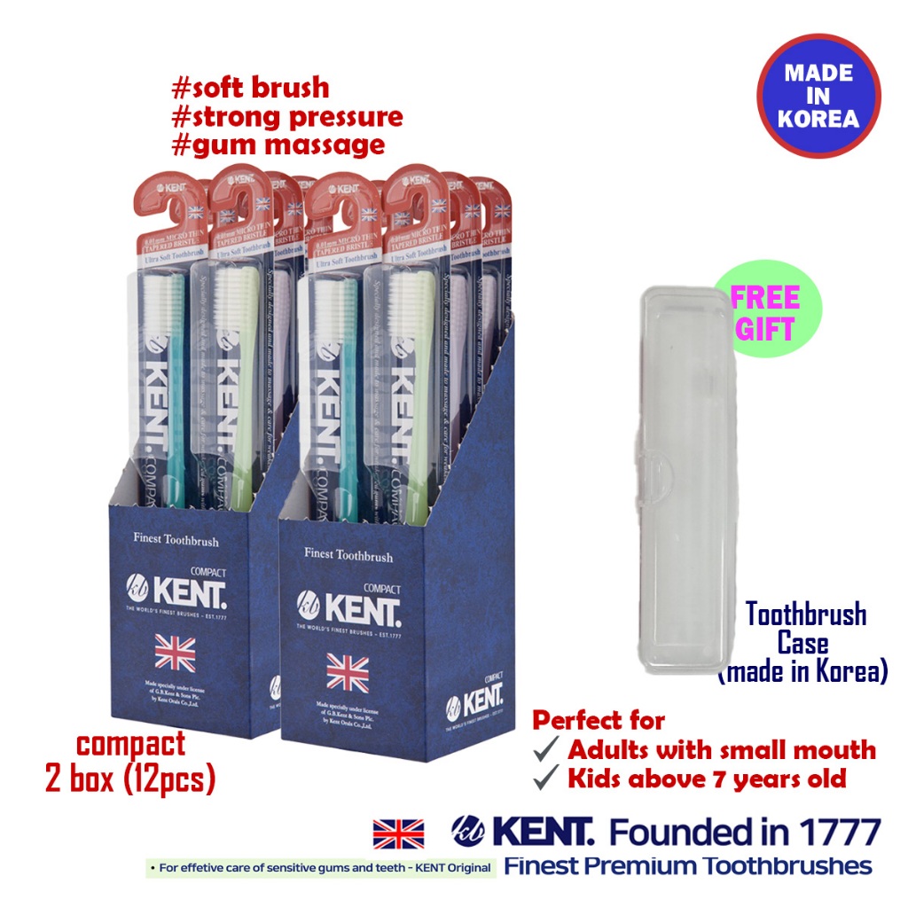 KENT Compact Toothbrush 12 件裝環保超細韓國牙刷超柔軟牙刷非常適合孕婦兒童牙刷牙齦按摩牙刷