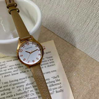 [韓國Lavenda] 韓國米色玫瑰金圓形手錶,韓國品牌