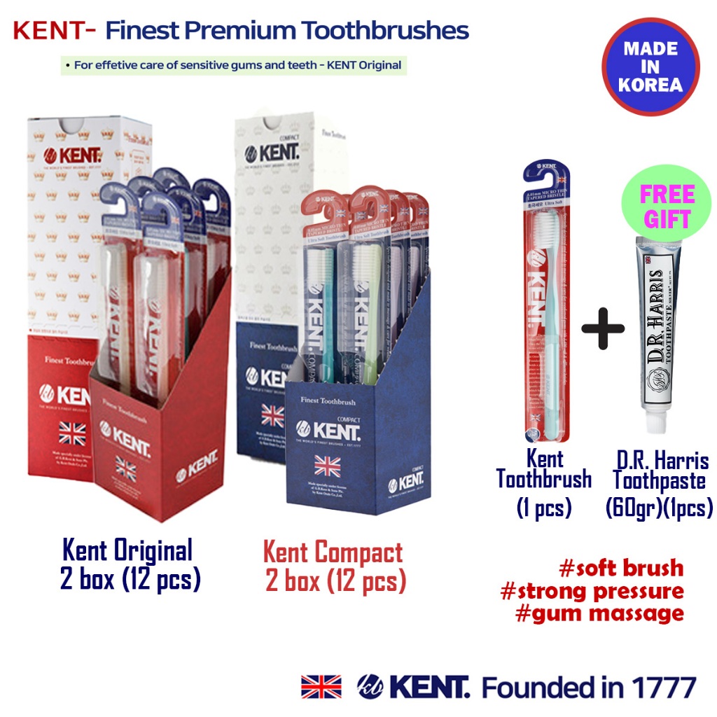 KENT Original+Compact toothbrush 24支 (免費牙膏/牙刷) 環保極細軟毛超柔牙刷