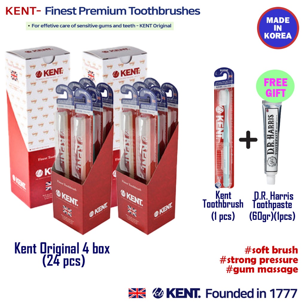 KENT Original toothbrush 24支 (免費牙膏/牙刷) 環保極細軟毛牙刷 超柔軟牙刷 孕期孕婦牙刷