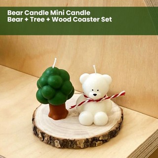 Bear Candle 迷你蠟燭熊+樹+木杯墊套裝