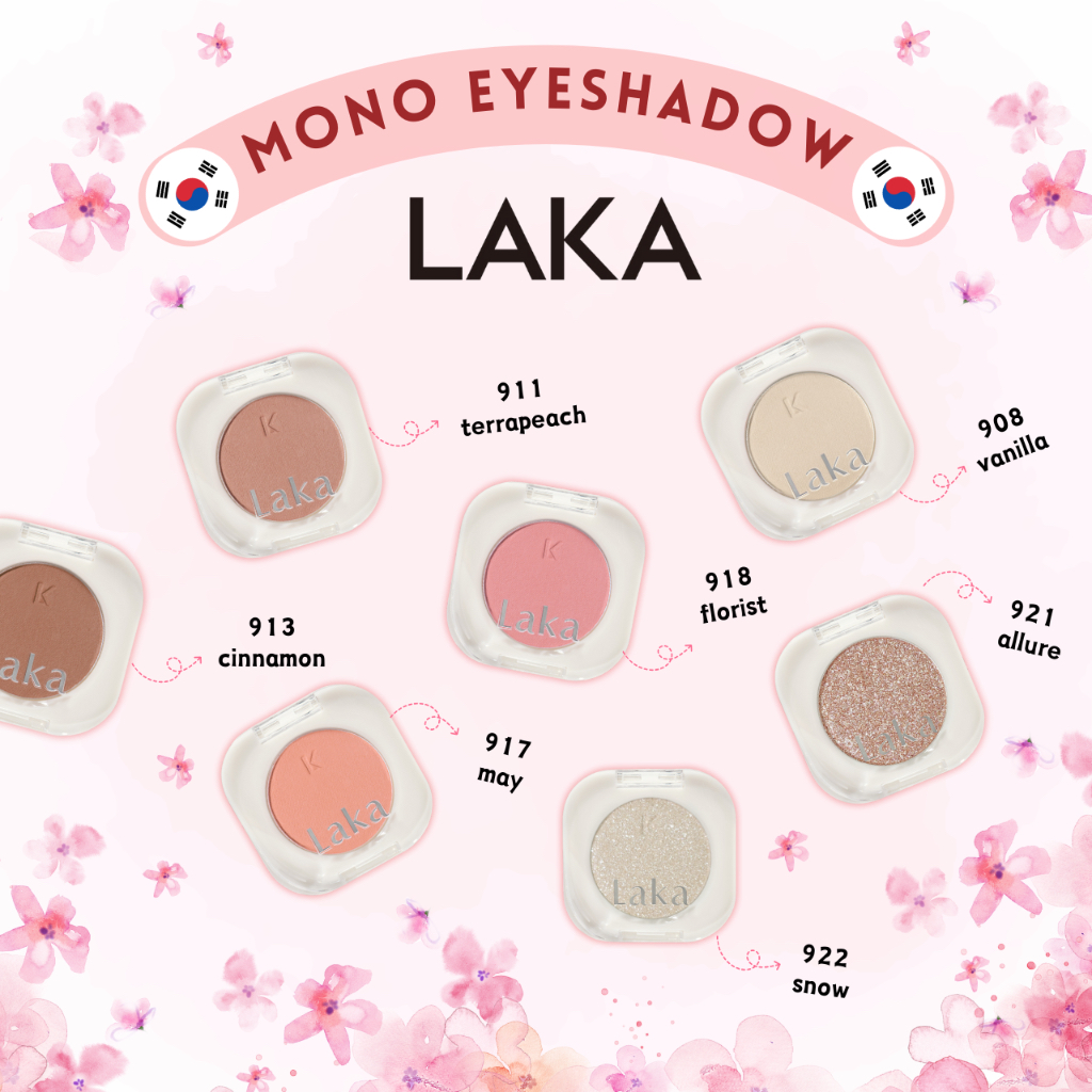 LAKA Mono 純素眼影(20 種顏色)(腮紅、閃光、陰影)韓國製造