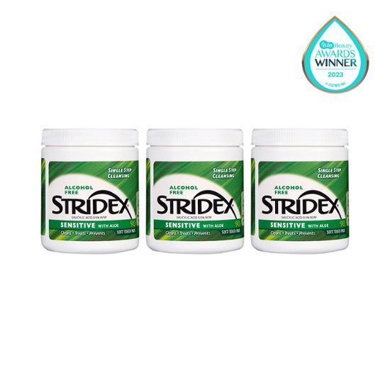 [STRIDEX] 單步清潔,蘆薈敏感,90 片柔軟觸感墊