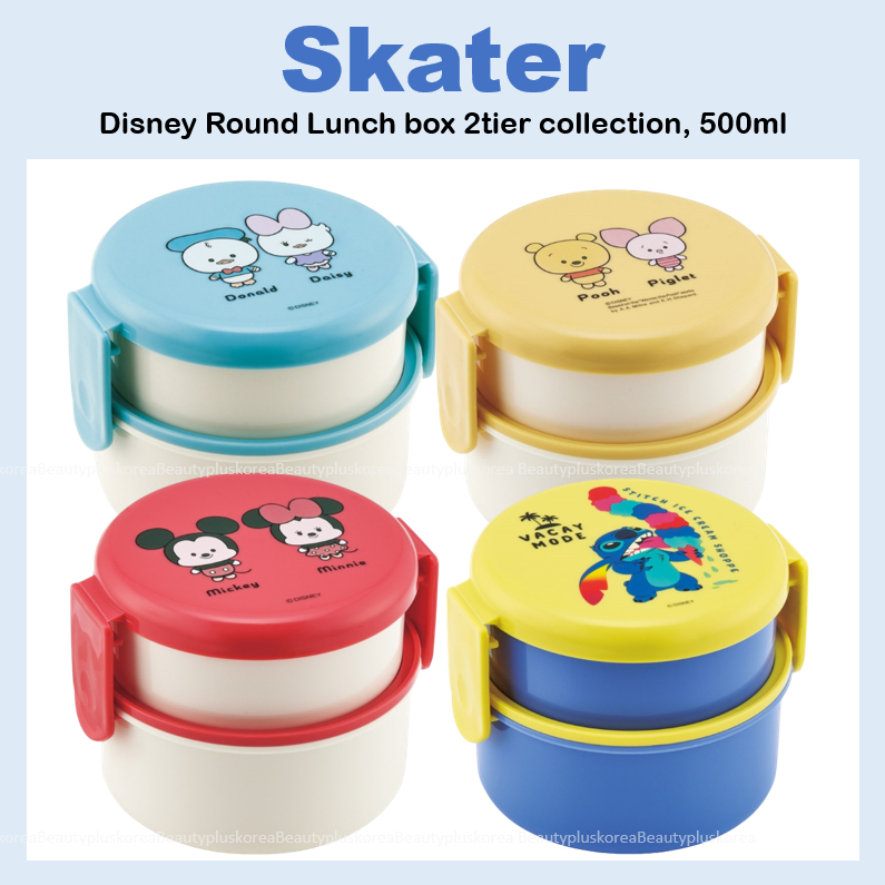 [SKATER] 迪士尼圓形午餐盒 2tier 系列 500ml Bento Stitch Pooh Donald Mi