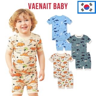 [韓國 Vaenait Baby] 6M~12Y 幼兒女孩男孩短款柔軟涼爽夏季粘膠睡衣睡衣鯊魚恐龍鯨魚睡衣 2 件