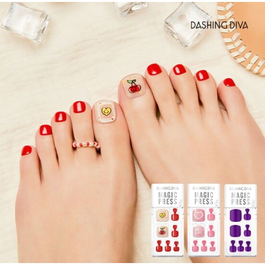 Dashing DIVA★1 秒可愛的治療紅色、粉色、紫色指甲 Pedi 提示 3 件套