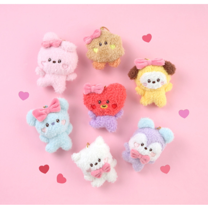 Bts BT21 官方 minini LOVELY 毛絨公仔鑰匙圈正品