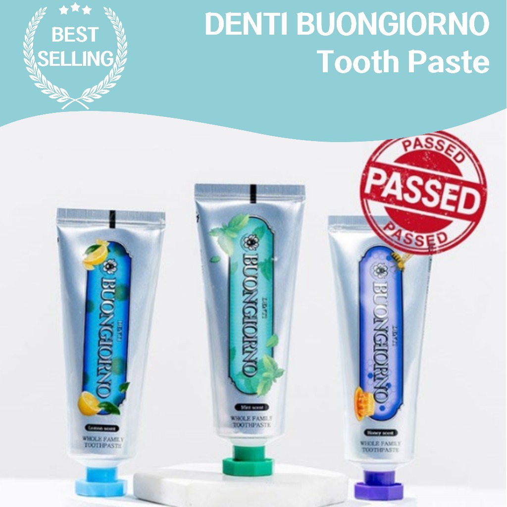 (4SET) Denti BUONGIORNO 牙膏去除有效清潔力,去除殘留物,保養口腔清潔線,使用方便,旅行和日常使用