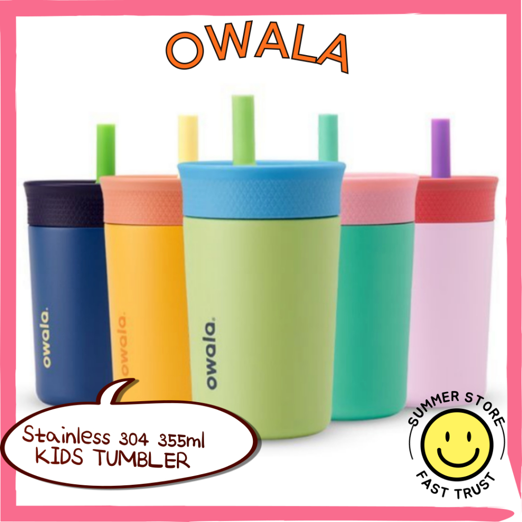 [Owala] Owala 兒童不倒翁兒童吸管杯兒童不倒翁育兒水瓶準備學前水瓶不銹鋼絕緣 355 毫升 12 盎司不含