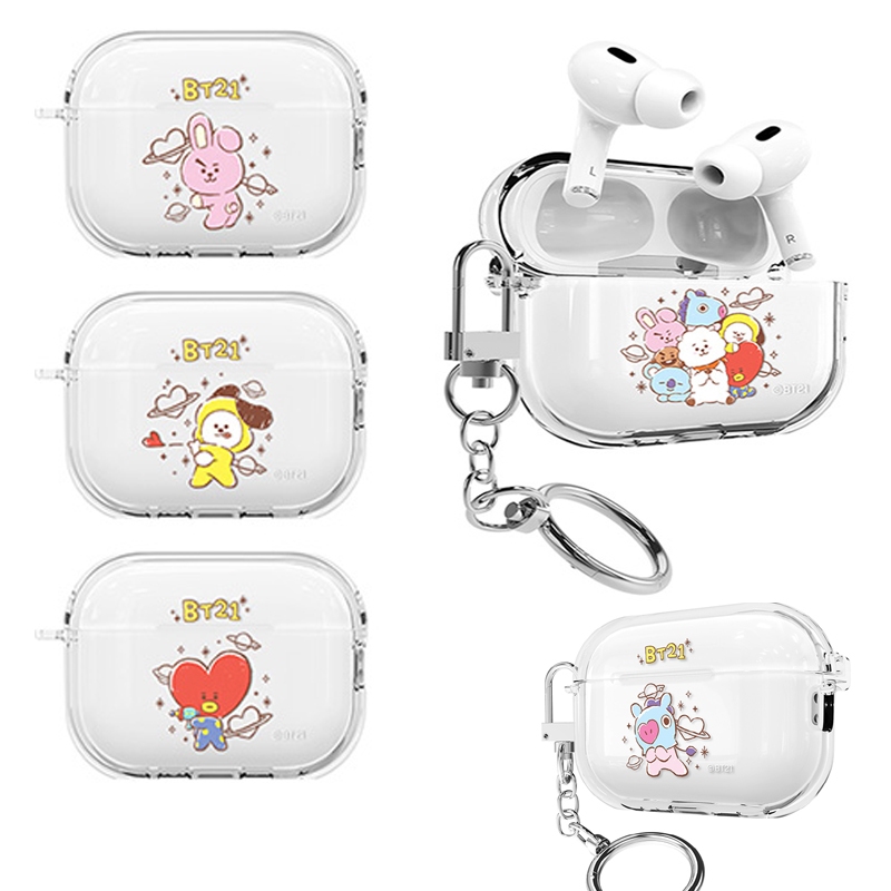 Bts BT21 官方 {AirPods Pro2nd/1st/AirPods 3}保護套透明超薄基本素描