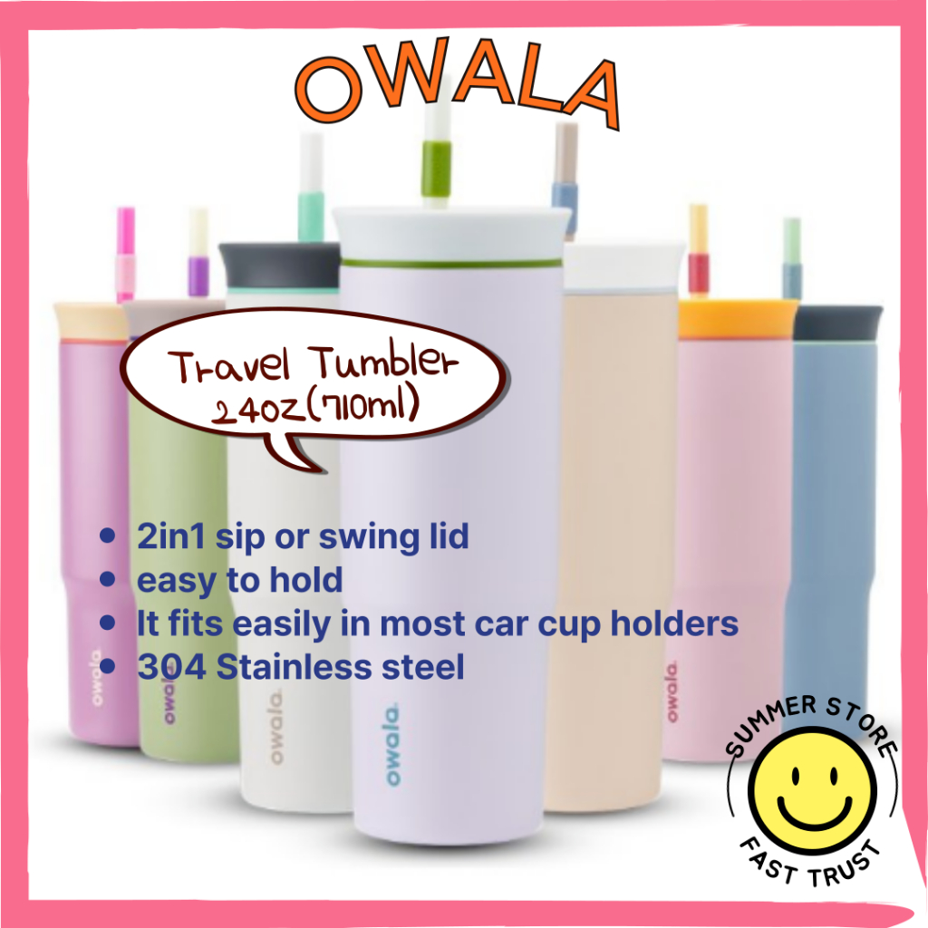 [Owala] Owala 旅行不倒翁吸管杯 2 合 1 水瓶就緒旅行水瓶不銹鋼絕緣 710 毫升 24 盎司不含 BP