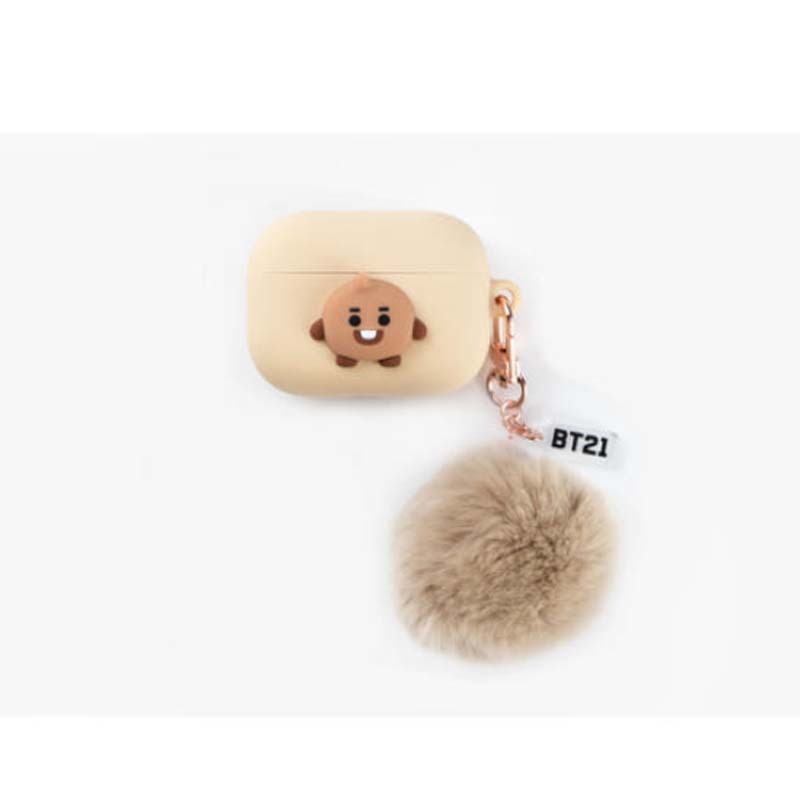 BTS BT21 官方 Airpods Pro2nd/1st Case cover 絨球鑰匙圈-SHOOKY