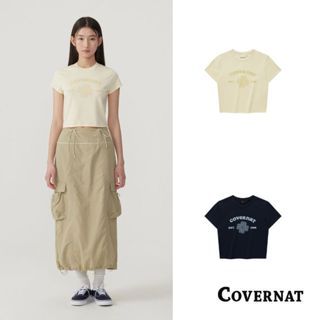[COVERNAT]25SS 韓國女裝修身短袖T恤 短款露臍裝 夏季圓領休閒大學t（多色任選）