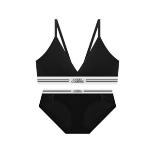 [codes combine innerwear] 亮彩無鋼圈法式內衣褲組 黑色(BK)
