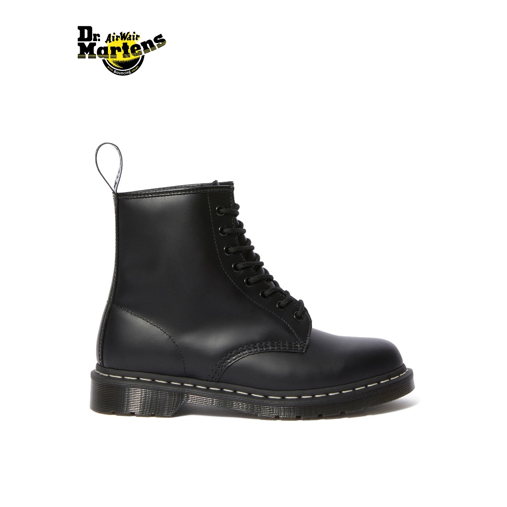 Dr. Martens 馬汀 1460 白色縫線光面皮革黑色踝靴 女款
