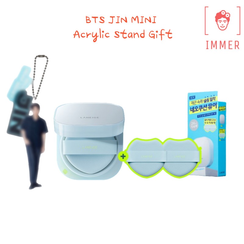 LANEIGE Neo Cushion MEWY 15g + Puff 2 件 BTS 牛仔褲迷你亞克力支架禮物
