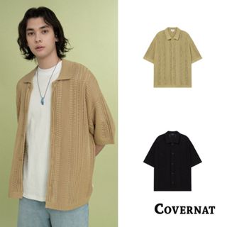 [COVERNAT]25SS 寬鬆短袖針織衫男生 女士翻領外套 春夏鏤空透氣休閒開衫（多色任選）