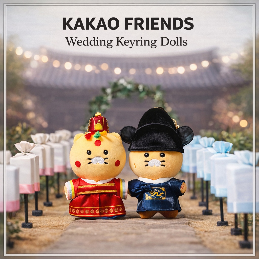 【Kakao Friends】Choonsik婚禮鑰匙圈毛絨公仔21世紀王子老婆鑰匙扣