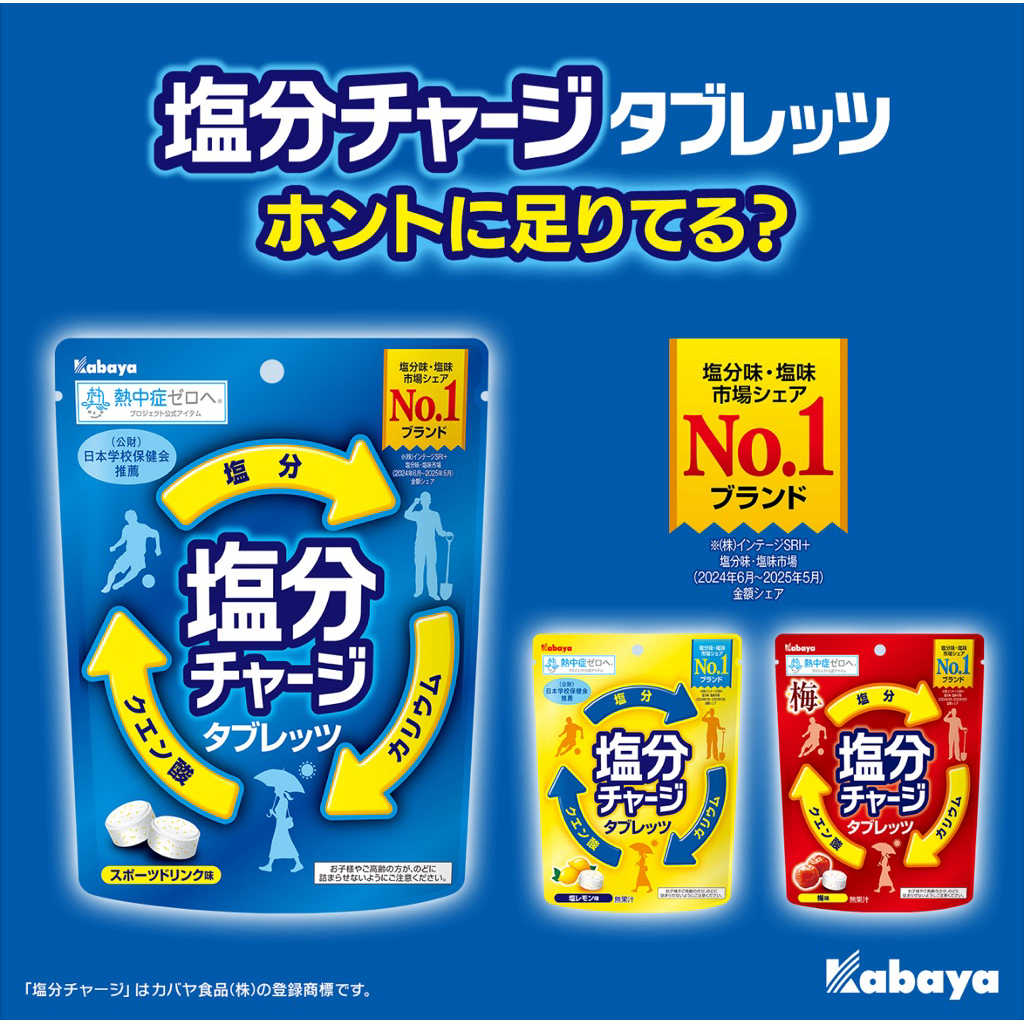 AU 現貨 Kabaya 塩分 鹽檸檬 運動飲料口味 補充鹽分 電解質 防中暑 日本NO.1 鹽糖 81g