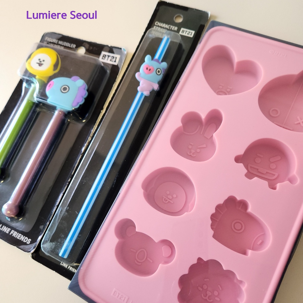 BT21 官方角色收藏套裝 - 人偶攪拌器和角色吸管/冰盤(單選項)