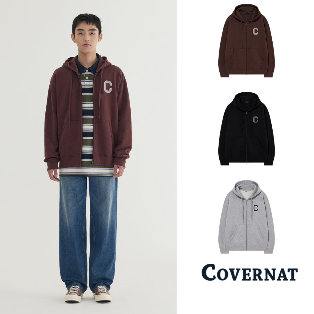 [COVERNAT] 25FW 經典C字LOGO連帽拉鍊外套 秋冬外套 休閒款 韓系外套