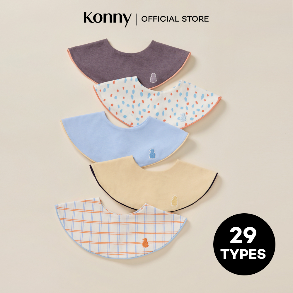 韓國Konny口水巾 滾邊圓領款(29款任選)_官方直送 #副食圍兜 #新生兒抗菌口水巾 #日常搭配 #嬰幼兒時尚