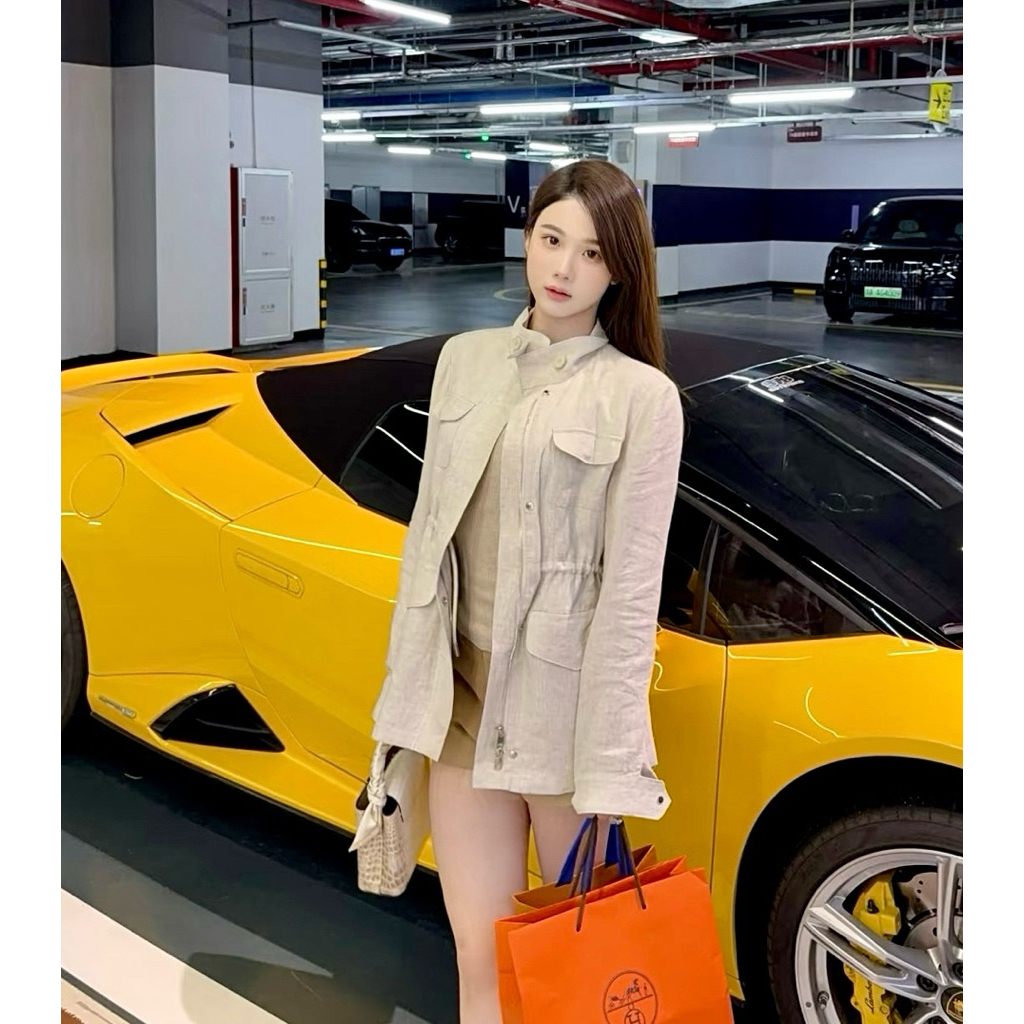 vivi 100水洗亞麻 lp涼爽感抽繩收腰旅行者外套 亞麻料立領防曬夾克 春夏戶外外套