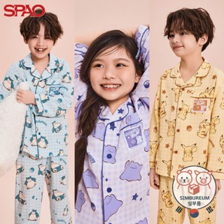 [SPAO] 韓國兒童童裝 Pokémon 精靈寶可夢 格紋長袖睡衣套裝
