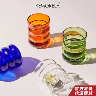 KEMORELA 創意水瓶波浪形玻璃杯耐熱啤酒飲料茶杯咖啡果汁牛奶玻璃咖啡杯馬克杯硼矽玻璃耐寒耐熱杯玻璃