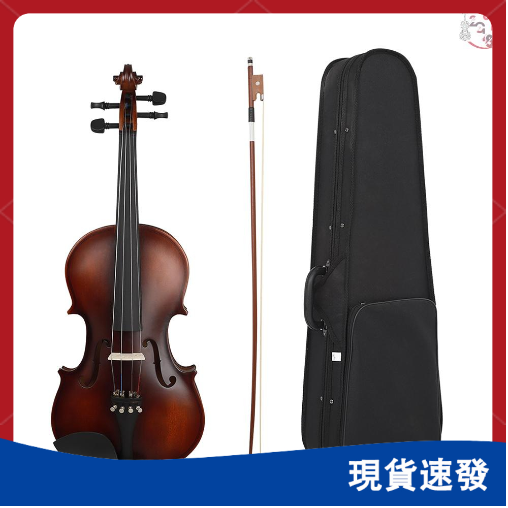 Muslady AV-590 4/4阿斯頓維拉小提琴復古啞光椴木琴身烏木配件可用於初學演奏考級適用於音樂愛好者初學者 T