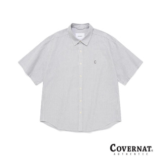 [COVERNAT] C LOGO 英倫風條紋短袖襯衫（灰色） [G8]