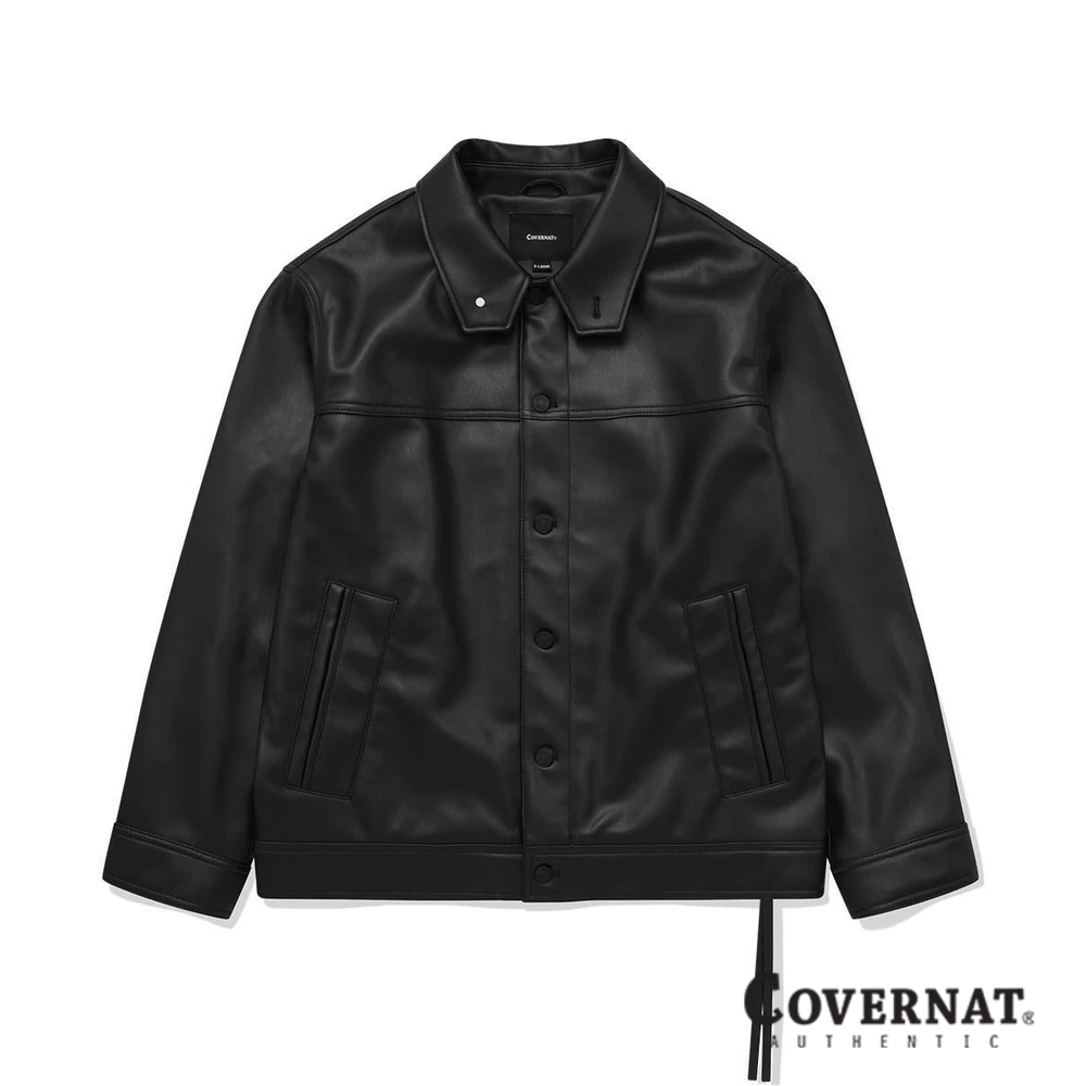 [COVERNAT]  人造皮革卡車司機夾克外套（黑色） [G7]