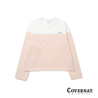 [COVERNAT] 女裝時尚穿搭親膚純棉條紋圓領T恤(橘粉色)[H9]