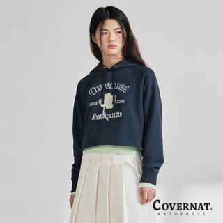 [COVERNAT] 女士露臍連帽衫短款衛衣（海軍藍）[H9]