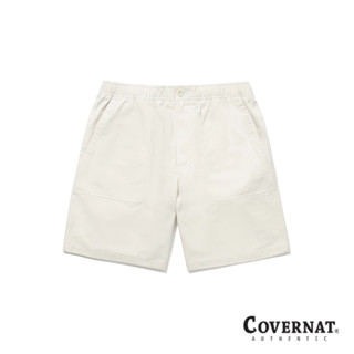 [COVERNAT] 情侶裝夏季透氣純棉簡約經典logo百搭短褲休閒褲工作褲 (象牙色)[H8]
