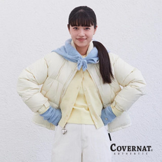[COVERNAT] 女款RDS認證加厚保暖經典logo時尚百搭短款羽絨外套（黃油色） [G6]