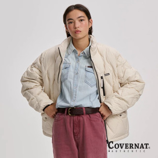 [covernat] 男女同款加厚保暖經典logo淨版百搭rds認證 立領羽絨外套（象牙白） [g6]
