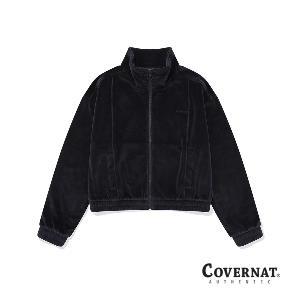 [COVERNAT]  (女款) 天鵝絨拉鍊夾克外套（海軍藍） [G7]